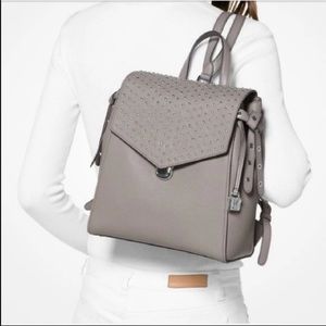 Michael Kors MK Bristol Studded Gray Backpack Bookbag